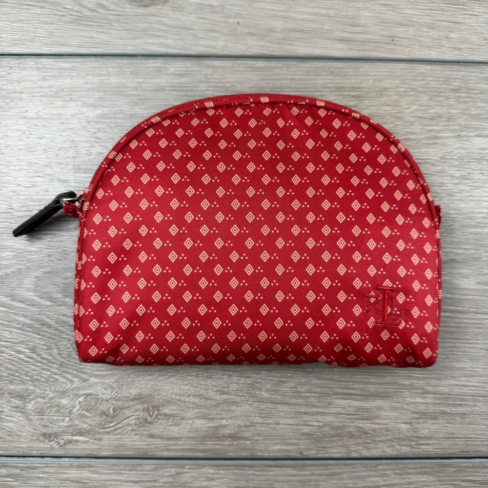 Lauren Ralph Lauren Women Cosmetic Bag Diamond Print Red Small